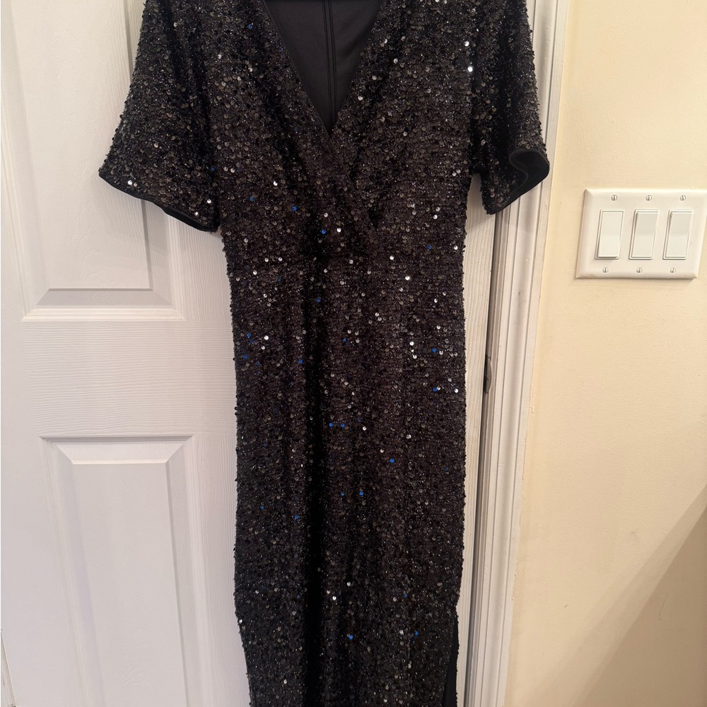 SHEIN Sparkling Black Midi Dress